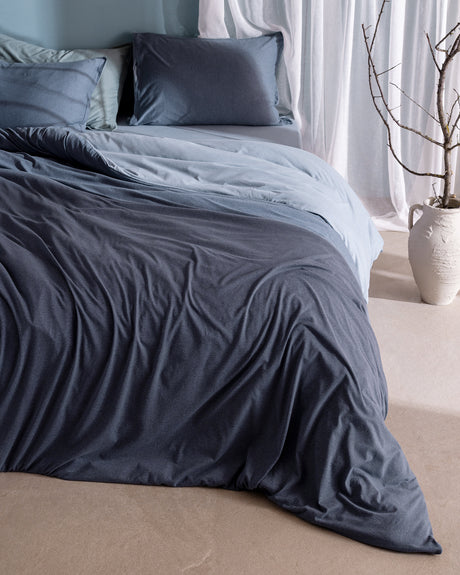 Cotton Blend Jersey Double Duvet Cover Set - Soft & Fitted Comfort