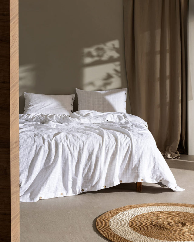 100% Cotton King Size Duvet Cover Set - Lumiere Armure Weave