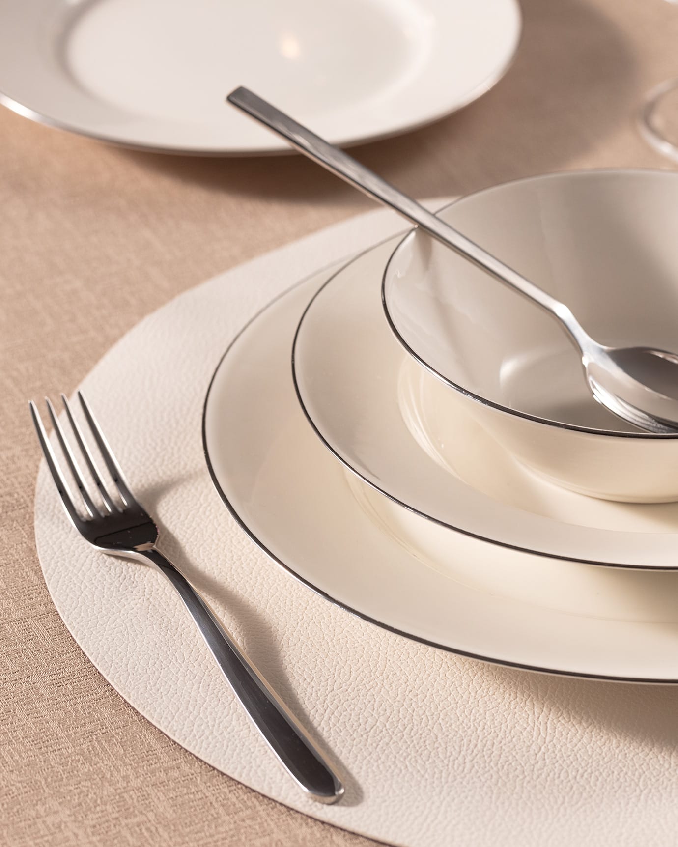 New Bone China 6-Person Dinner Set - Gold & Platinum Rim