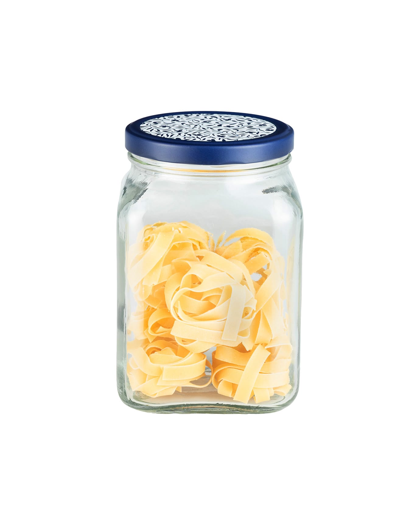 Square Glass Food Storage Container - Blue & White - 1600 ml