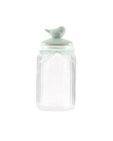 Decorative Bird Design Food Storage Jar - Mint Green - 1300 ml