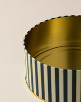 Elegant Metal Storage Box - Round Jasmin Navy Beige Food Safe