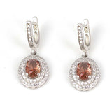 Sterling Silver Zultanite & Zircon Double Row Oval Earrings