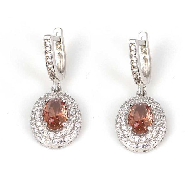 Sterling Silver Zultanite & Zircon Double Row Oval Earrings