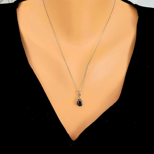 Premium 925 Sterling Silver Drop Onyx Necklace