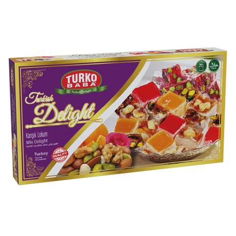 TURKOBABA Professional Mixed Nut Turkish Delight - Pomegranate & Honey - 400g