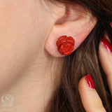 Premium 925 Sterling Silver Rose Coral Stud Earrings