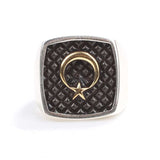 925 Sterling Silver Men's Ring - Embossed Crescent and Star