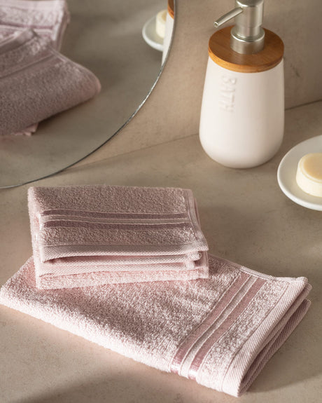 100% Cotton Hand Towel Set - Plush with Flocked Maynor Border