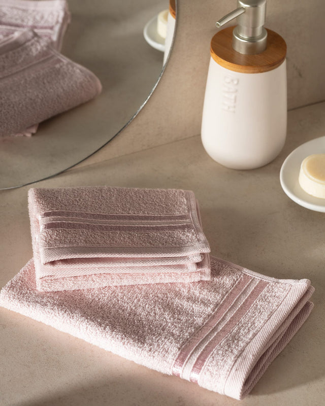 100% Cotton Hand Towel Set - Plush with Flocked Maynor Border