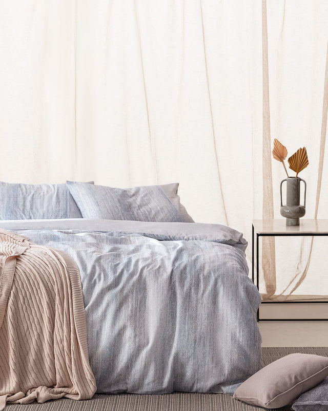 Sarthe 100% Cotton Single Duvet Cover Set - Crepe Print Bedding