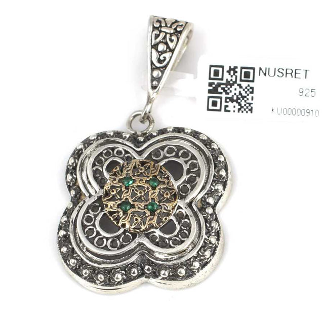 Sterling Silver & Bronze Green Zircon Pendant - Constantinople Model