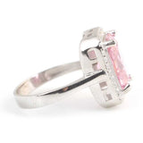 925 Sterling Silver Rectangular Pink Quartz & Zircon Entourage Ring