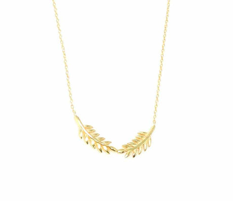 Sterling Silver Double Acacia Leaf Pendant Necklace