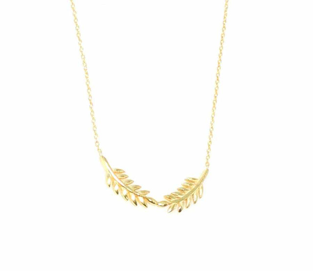 Sterling Silver Double Acacia Leaf Pendant Necklace