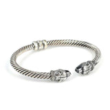 Sterling Silver Men's Bracelet - Twisted Bear Head Spring Design