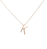 Sterling Silver 3D K Letter Pendant Necklace - Personalized Initial