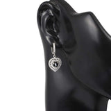 Sterling Silver Double Row Halo Heart Garnet & White Zircon Earrings