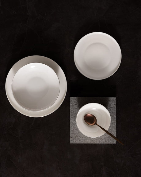 New Bone China 6-Person Dinner Set - Mirage White & Silver Design