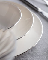 New Bone Porcelain 6-Person Dinner Set - Elegant White & Silver