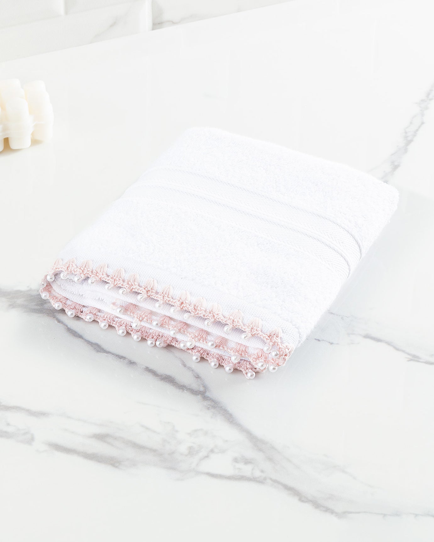 100% Cotton Face Towel - Handcrafted Crocheted Edge