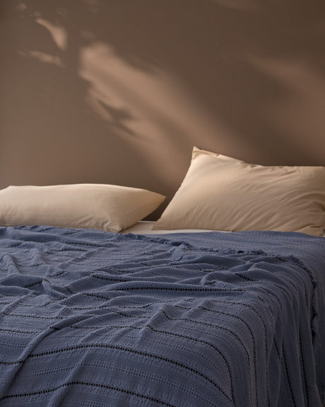 Luxury Indigo Twin Bedspread - Envelope Style Bed Cover
