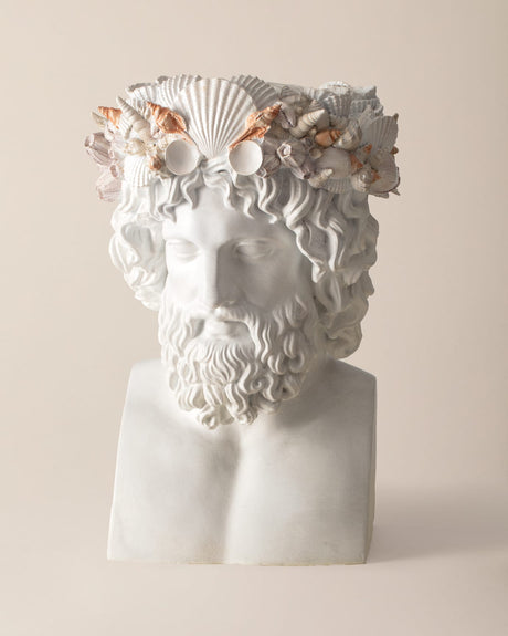 White Resin Poseidon Bust - Classical Mythology Sculpture