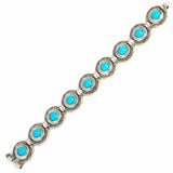 925 Sterling Silver Greek Bracelet with Round Turquoise Stones