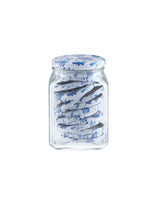Square Glass Food Storage Jar with Blue Floral Design - 1600 ml