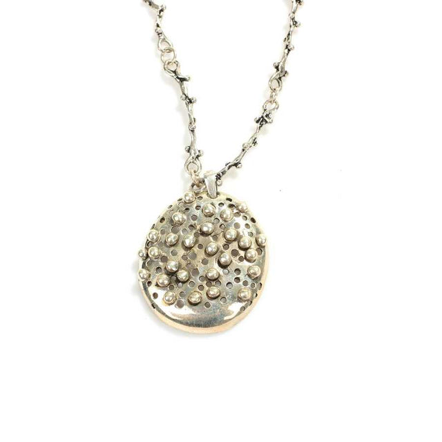 925 Sterling Silver Oval Cutout Pendant Necklace - Oxidized Finish