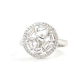 925 Sterling Silver Baguette Zircon Ring - Contemporary Round Design