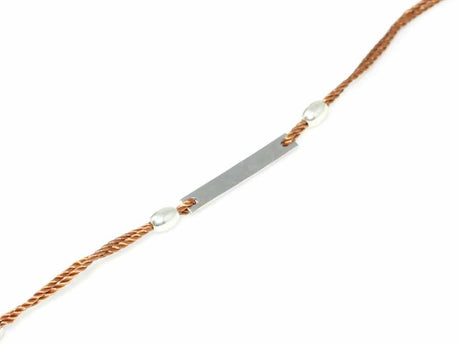 925 Sterling Silver Cord Bracelet - Minimalist Plate Design