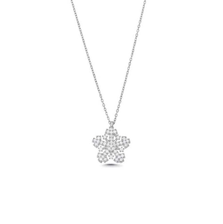 Premium 925 Sterling Silver Snowflake Necklace White Stone