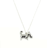 Sterling Silver Mother Dog & Puppy Love Pendant Necklace
