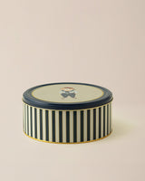 Elegant Metal Storage Box - Round Jasmin Navy Beige Food Safe