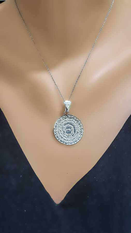 925 Sterling Silver Round Seal of Solomon Pendant - Spiritual