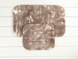 2-Piece Absorbent Bath Mat Set - White & Coffee Bathroom Rugs