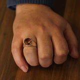 Premium Sterling Silver Polished Round Stone Men's Ring
