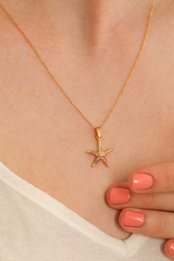 925 Sterling Silver Starfish Pendant Necklace - Ocean Charm