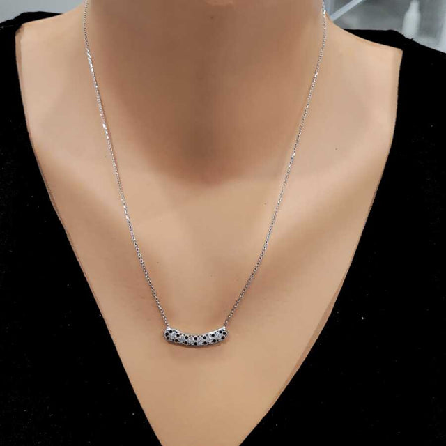 925 Sterling Silver Aurora Necklace - White & Black Zircon