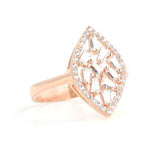 925 Sterling Silver Shuttle Model Ring with Baguette Zircon Stones