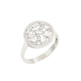 925 Sterling Silver Baguette Zircon Ring - Contemporary Round Design