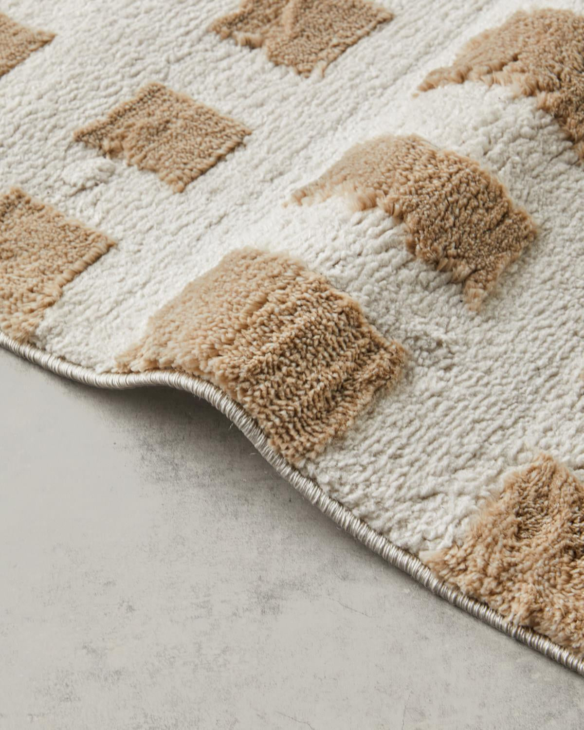 Premium Turkish Calmo Design Area Rug Beige