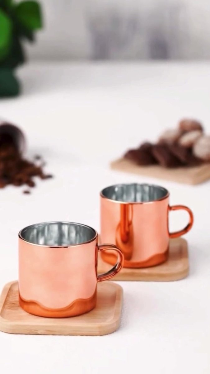 Cambu Premium Borosilicate Glass Tea & Coffee Cup Set - 2 Person 4 Piece - TryAladdin