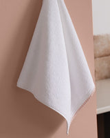 Camille Crocheted 100% Cotton Face Towel - White & Powder Pink - TryAladdin