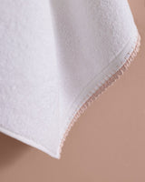 Camille Crocheted 100% Cotton Face Towel - White & Powder Pink - TryAladdin