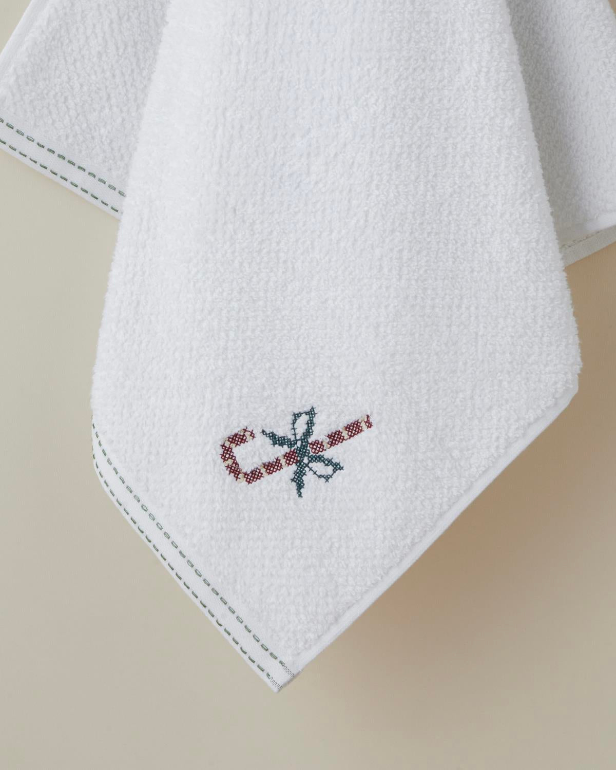 Premium Cotton Embroidered Face Towel White
