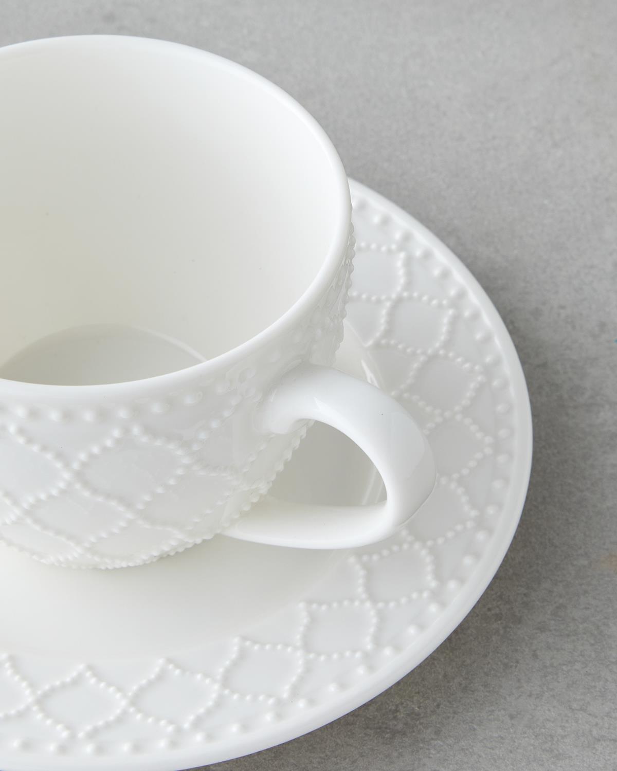 Premium New Bone China Tea Cup Set 4 Piece 2 Person White 220ml