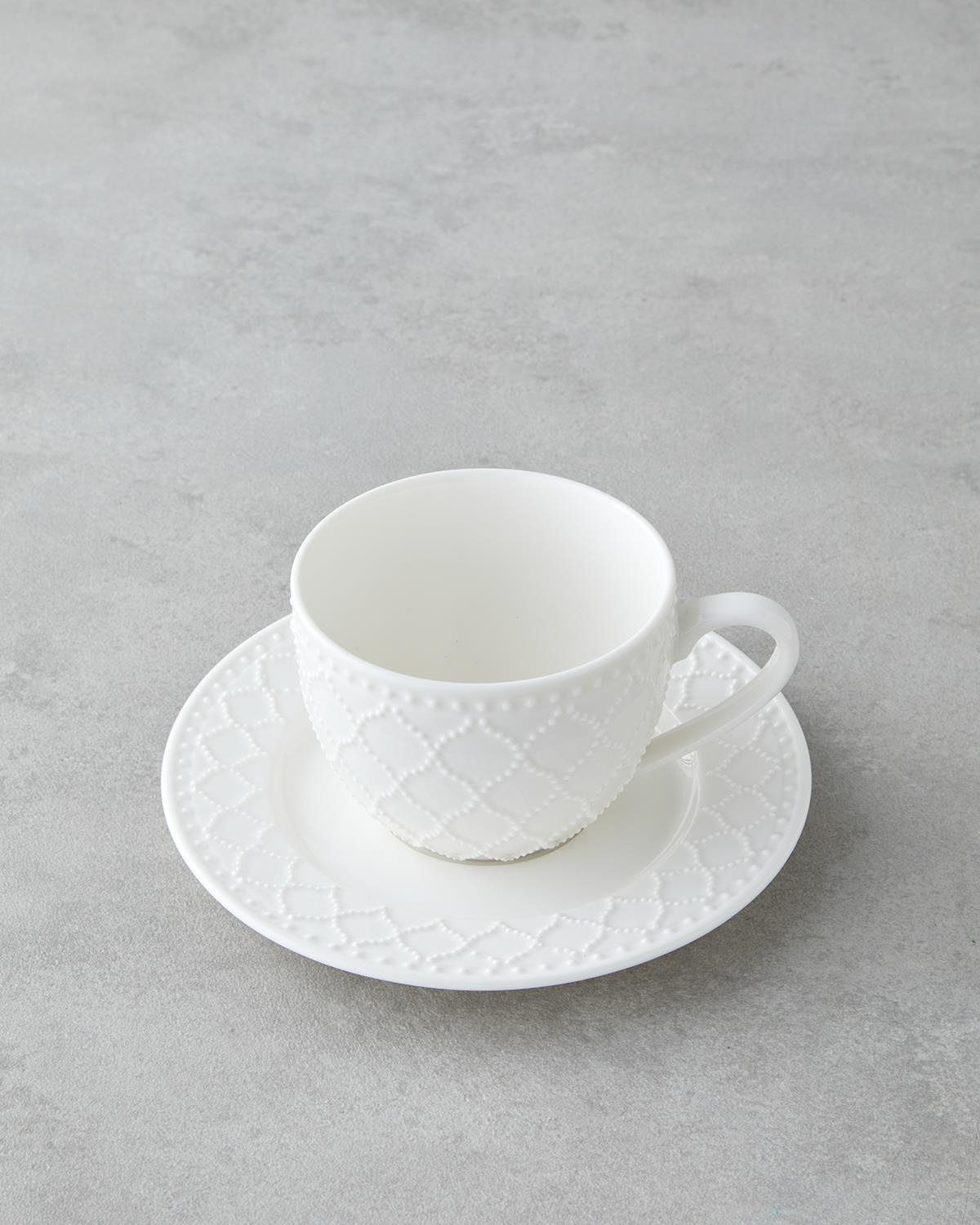 Premium New Bone China Tea Cup Set 4 Piece 2 Person White 220ml