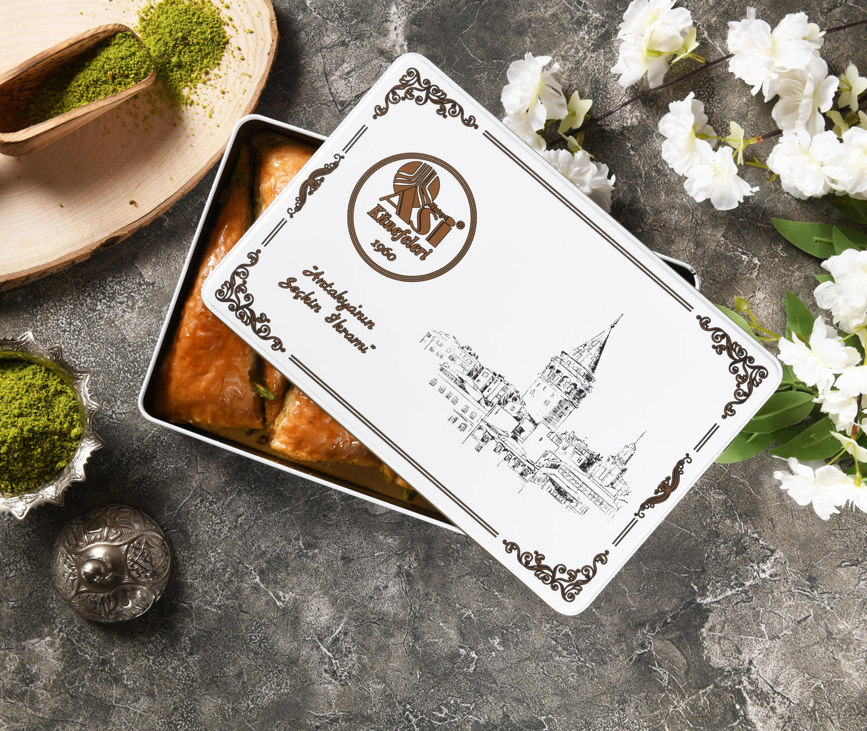 Asi | Carrot Slice Baklava with Pistachio in Gift Metal Box